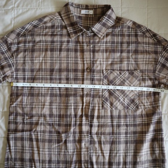 Ardene Beige and Brown Flannel Plaid Shirt NWOT - Picture 4 of 8